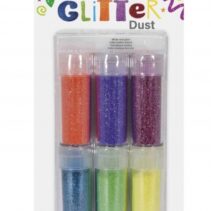 Carioca Glitter Dust Pack de 6 Colores - Cola Incluida - Ideal para Superficies Oscuras - Perfecta para Decoraciones y Trabajos de Arte - Color Varios