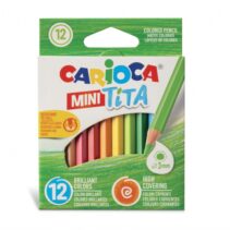 Carioca Tita Pack de 12 Mini Lapices de Resina - Cuerpo Hexagonal - Colores Brillantes y Lavables - Escritura Blanda - Mina Ø 3mm Segura y Super Resistente - No Se Astilla si Se Rompe - Color Varios