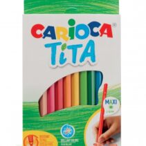 Carioca Tita Maxi Pack de 12 Lapices de Resina - Colores Brillantes y Lavables - Escritura Blanda - Mina Ø 4mm Segura y Resistente - No Se Astilla si Se Rompe - Color Varios