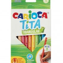 Carioca Tita Pack de 12 Lapices de Resina - Cuerpo Triangular - Colores Brillantes y Lavables - Escritura Blanda - Mina Ø 4mm Segura y Resistente - No Se Astilla - Color Varios