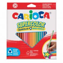 Carioca Supercolor Pack de 24 Lapices de Madera - Cuerpo Triangular - Colores Intensos y Gran Opacidad - 3.5mm degrosor - Color Varios