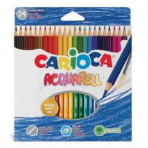 Carioca Acquarell Pack de 24 Lapices Acuarelables - Efecto Acuarela con Agua y Pincel - Colores Intensos - Escritura Suave - Mina de Ø 3.3mm - Color Varios