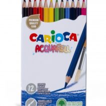 Carioca Acquarell Pack de 12 Lapices Acuarelables - Caja de Metal - Efecto Acuarela con Agua y Pincel - Colores Intensos y Brillantes - Escritura Blanda - Mina de Ø 3.3mm - Color Varios