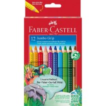 Faber-Castell Jumbo Grip Pack de 12 Lapices de Colores Triangulares con Grip de Agarre - Mina Extragruesa Jumbo - Acuarelable y Lavable - Colores Surtidos