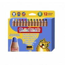 PlayColor Pack de 12 Lapices de Colores de Punta Gruesa + Sacapuntas - Trazo Extrasuave - Apto para Papel