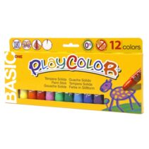 PlayColor Basic One Pack de 12 Temperas Solidas - No Arrugan el Papel - No Necesitan Agua - Especial para Uso Escolar - Colores Surtidos