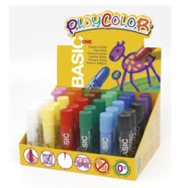 PlayColor Basic One Expositor de 30 Temperas Solidas - No Arrugan el Papel - No Necesitan Agua - Especial para Uso Escolar - Colores Surtidos