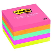 Post-it Bloc de 500 Notas Adhesivas Removibles Colores Neon 76x76mm - Papel con Certificacion PEFC - Colores Surtidos