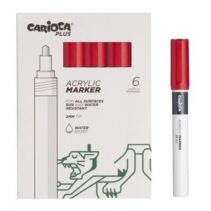 Carioca Plus Pack de 6 Marcadores Acrilicos - Punta 2mm - Color Rojo