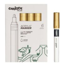 Carioca Plus Pack de 6 Marcadores Acrilicos - Punta 2mm - Color Oro