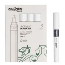 Carioca Plus Pack de 6 Marcadores Acrilicos - Punta 2mm - Color Blanco