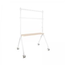 Tooq iLove Soporte de Suelo con Ruedas para Pantallas de 49-80" - Bandeja Inferior Multiusos - Ruedas con Sistema de Bloqueo - Gestion de Cables - Peso Max 50kg - VESA Max 600x400 - Color Blanco