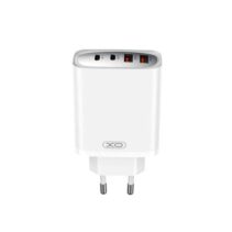 XO Cargador Rapido - USB-A 22.5W - 2 Puertos Tipo C - Multiples Voltajes - Alta Eficiencia - Color Blanco