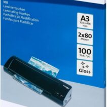 Dahle Pack de 100 Fundas para Plastificar Brillo A3 - 80 Micras - Alta Calidad - Transparente