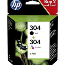 HP 304 Negro + Color Pack de 2 Cartuchos de Tinta Originales - 3JB05AE