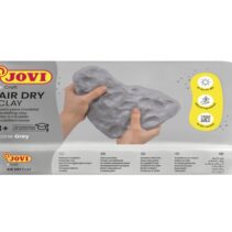 Jovi Air Dry Pastilla Pasta Modelar Endurecible al Aire - Tacto Fresco - Facil de Moldear - Cubre Multiples Superficies - Secado en 24 Horas - Acabado Fino y Suave - Color Gris