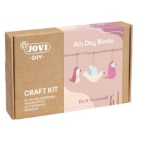 Jovi Diy Kit de Manualidades para Hacer Pajaros - Pasta Endurecible Air Dry - 500g Airdry - Rodillo de Madera - Herramientas de Modelaje - Pintura Gouache - Pinceles - Libreta - Cuerdas de Lino - Color Varios