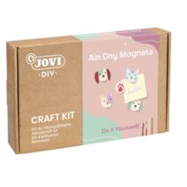 Jovi Diy Kit de Manualidades para Hacer Imanes con Pasta Endurecible Air Dry - Instrucciones Paso a Paso - Enlace a Video Tutorial - Incluye Herramientas de Modelaje - Pinturas Gouache - 9 Imanes - Color Varios