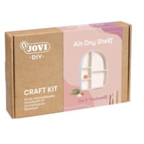 Jovi Diy Kit de Manualidades para Hacer Un Estante con Pasta Endurecible Air Dry - 500g de Airdry - Herramientas de Modelaje - Pinturas Gouache - Pinceles Calibrados - Color Varios