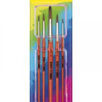 Jovi Artistic Paintbrushes Blister con 5 Pinceles Redondos - Pelo Natural - Mango de Madera - Calibre 00 al 12 - Punta Redonda - Pelo Suave - Color Varios