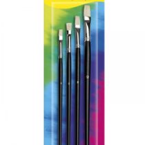 Jovi Artistic Paintbrushes Blister con 4 Pinceles Planos - Pelo Natural - Mango de Madera - Punta Plana - Pelo Duro - Color Negro