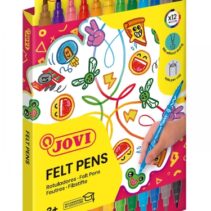 Jovi Felt Pen Extuche 12 Rotuladores de Doble Punta - Amplia Variedad de Tonos - Tinta de Gran Fijacion - Punta Fina y Maxi - Grip Triangular Ergonomico - Color Surtido