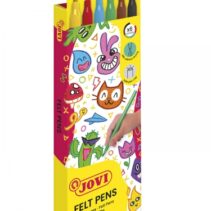 Jovi Felt Pens Estuche de 6 Rotuladores - Tinta de Gran Fijacion - Punta de 3mm - Capuchon de Seguridad Ventilado - Grip Triangular Ergonomico - Trazo Homogeneo E Intenso - Color Surtido