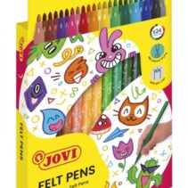 Jovi Felt Pens Estuche de 24 Rotuladores - Amplia Variedad de Tonos - Tinta de Gran Fijacion - Punta de 3mm - Capuchon de Seguridad Ventilado - Grip Triangular Ergonomico - Color Surtido