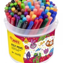 Jovi Felt Pens Bote de 96 Rotuladores - Amplia Variedad de Tonos - Tinta de Gran Fijacion - Punta Resistente - Capuchon Ventilado - Grip Triangular Ergonomico - Colores Surtidos