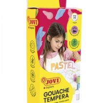 Jovi Gouache Tempera Estuche de 6 Botes 15ml Tempera Escolar - Colores Pastel + Pincel - Mezclables - Incluye Pincel - Color Surtido