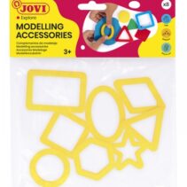 Jovi Bolsa Colgable con 8 Moldes de Corte Figuras Geometricas - Moldes de Plastico para Plastilina - Facil de Usar - Duraderos - Diseño Educativo - Color Amarillo