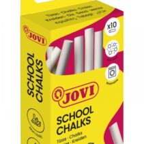 Jovi School Chalks Caja con 10 Tizas Blancas - Compactas - sin Polvo - Materias Primas Naturales - Trazos Nitidos - Faciles de Borrar - Muy Resistentes - Poco Resto de Polvo - Color Blanco