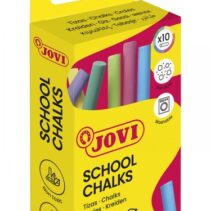 Jovi School Chalks Caja de 10 Tizas - Compactas - sin Polvo - Materias Primas Naturales - Trazos Nitidos - Faciles de Borrar - Resistentes - Poco Resto de Polvo - Color Surtido