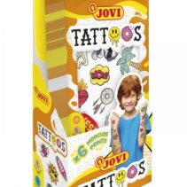 Jovi Expositor con 24 Packs de Tatuajes Temporales - 6 Laminas por Pack - Mas de 80 Motivos - Emoticonos