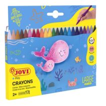 Jovi Large Easy Grip Estuche de 24 Ceras Plasticas Hexagonales - No Ruedan - Uso en Papel y Cartulina - Duracion Prolongada - sin Olor - Facil de Sacar Punta - No Mancha - Color Surtido