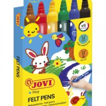 Jovi Felt Pens Estuche de 6 Rotuladores Jumbo - Tinta de Gran Fijacion - Punta Resistente - Grip Ergonomico - Capuchon Ventilado - Trazo Homogeneo - Color Surtido