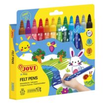 Jovi Felt Pens Estuche de 12 Rotuladores Jumbo - Tinta de Gran Fijacion - Punta de 3mm - Capuchon de Seguridad Ventilado - Grip Triangular Ergonomico - Trazo Homogeneo E Intenso - Color Surtido