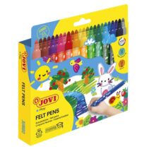 Jovi Felt Pens Estuche de 24 Rotuladores Jumbo - Amplia Variedad de Tonos - Tinta de Gran Fijacion - Punta de 3mm - Capuchon de Seguridad Ventilado - Grip Triangular Ergonomico - Color Surtido