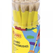 Jovi Jumbo Paint Brushes Bote 20 Pinceles Medianos Pelo Cerda - Gruesos de Pelo Natural - Mango de Plastico - No Gotean - Limpieza Facil - Sistema de Corona Antirrodamiento - Color Varios