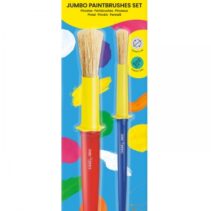 Jovi Jumbo Paint Brushes Pack 1 Pincel Mediano + 1 Pincel Grueso - Pelo Natural - Mango de Plastico - No Gotean - Facil Limpieza - Sistema de Corona Anti-Rodamiento - Color Varios