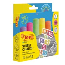 Jovi Street Chalks Estuche de 6 Tizas Jumbo - Compactas - sin Polvo - Materias Primas Naturales - Trazos Nitidos - Faciles de Borrar - Resistentes - Color Surtido