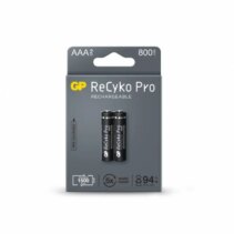 GP ReCyko Pro Pack de 2 Pilas Recargables 800mAh AAA 1.2V - Precargadas - Ciclo de Vida: Hasta 1.500 Veces