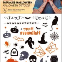 Alpino Pack de Tatuajes Halloween - Diseños Terrorificos - Colores Plata