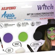 Alpino Aqua Make Up Set de Caracterizacion de Bruja - 3 Polveras + Cera Negra + Pincel + Esponja