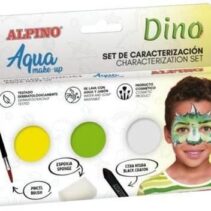 Alpino Aqua Make Up Set de Caracterizacion de Dinosaurio - 3 Polveras + Cera Negra + Pincel + Esponja