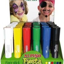 Alpino Fiesta Face Stick Expositor con 36 Barritas de Pintura Facial - Sistema Retractil Giratorio - Se Lava con Agua - Testado Dermatologicamente