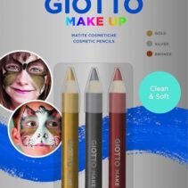 Giotto Make Up Metallic Pack con 3 Lapices Cosmeticos - Se Lava con Agua - Dermatologicamente Testado - Colores Metalicos Surtidos