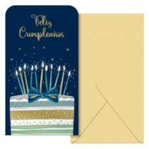 Dohe Cake Pack de 6 Tarjetas/Billeteros de Felicitacion de Cumpleaños con Sobre - Tamaño 9x16cm - Papel Offset - Impresas a todo Color