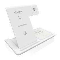 Aisens Cargador Inalambrico USB-C 3 en 1 de 15W para Movil - Apple Watch - Ariculares con Estuche de Carga - Color Blanco