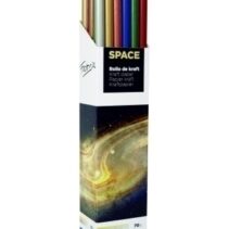 Fabrisa Space 6C Expositor de 30 Rollos de Papel Regalo - Papel Kraft Verjurado de 70gr - Medidas del Rollo 1x3m - Colores Metalizados Surtidos